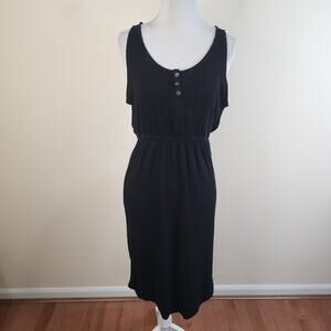 Knot Sisters Julia Dress Black Ribbed Sleeveless Midi Size Medium Stretch Rayon